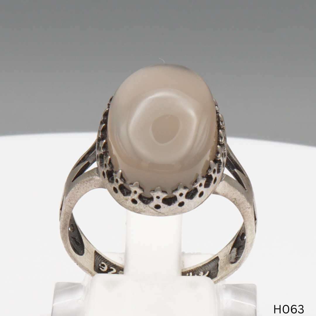 925 Silber Herrenring mit echtem Jemen Achat - Aqeeq Yamani
