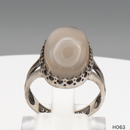 925 Silber Herrenring mit echtem Jemen Achat - Aqeeq Yamani