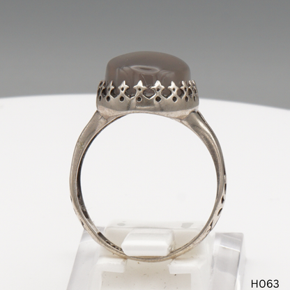 925 Silber Herrenring mit echtem Jemen Achat - Aqeeq Yamani