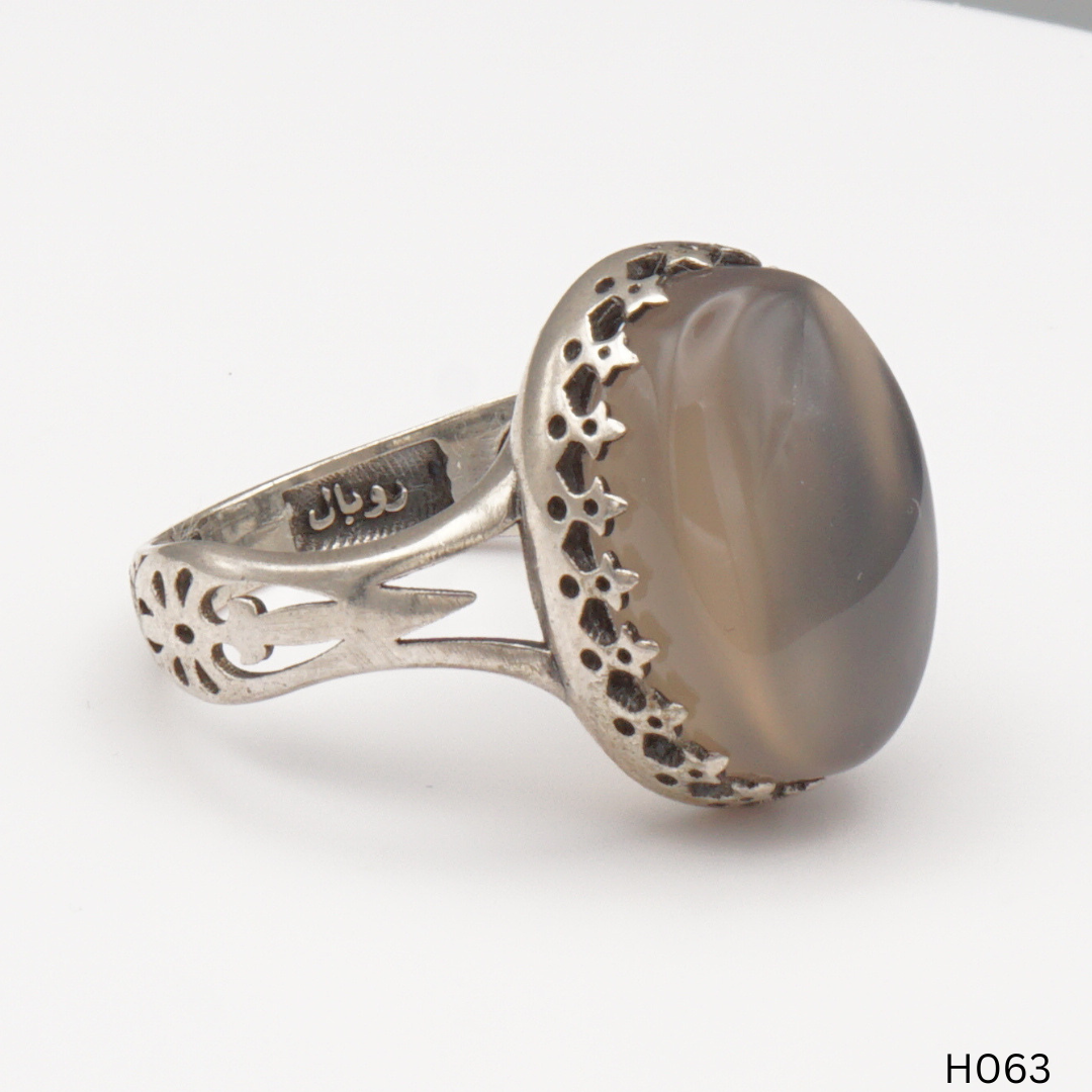 925 Silber Herrenring mit echtem Jemen Achat - Aqeeq Yamani