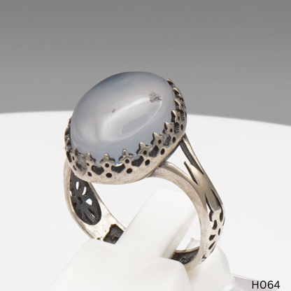 925 Silber Herrenring mit echtem Jemen Achat - Aqeeq Yamani