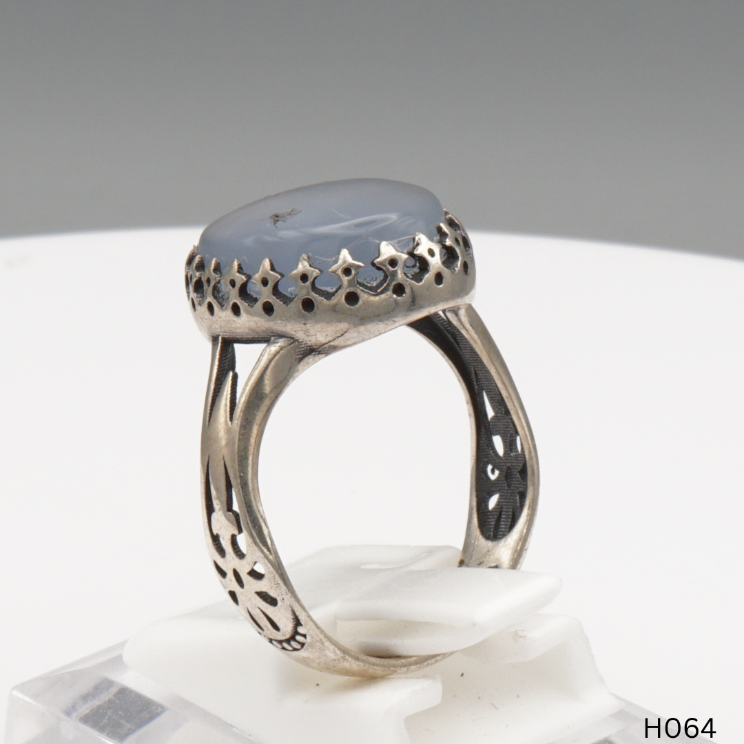 925 Silber Herrenring mit echtem Jemen Achat - Aqeeq Yamani