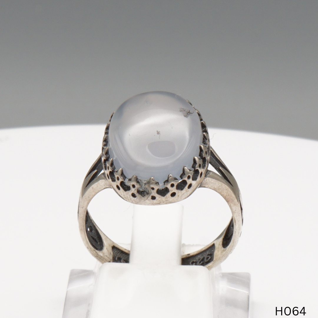 925 Silber Herrenring mit echtem Jemen Achat - Aqeeq Yamani