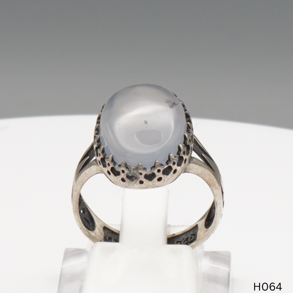 925 Silber Herrenring mit echtem Jemen Achat - Aqeeq Yamani