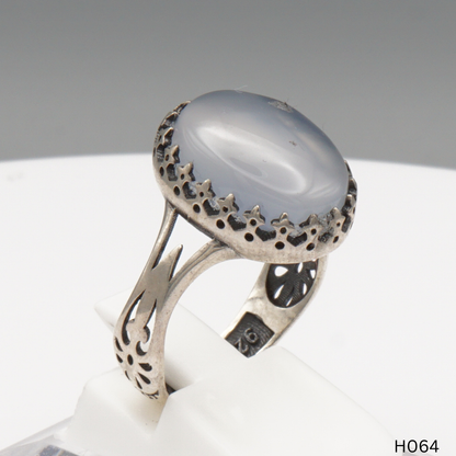 925 Silber Herrenring mit echtem Jemen Achat - Aqeeq Yamani