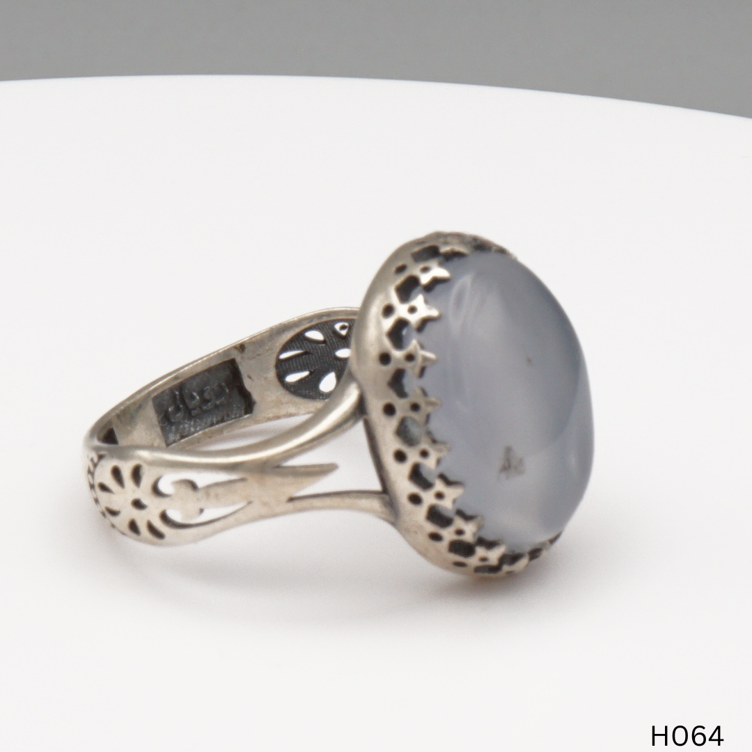 925 Silber Herrenring mit echtem Jemen Achat - Aqeeq Yamani