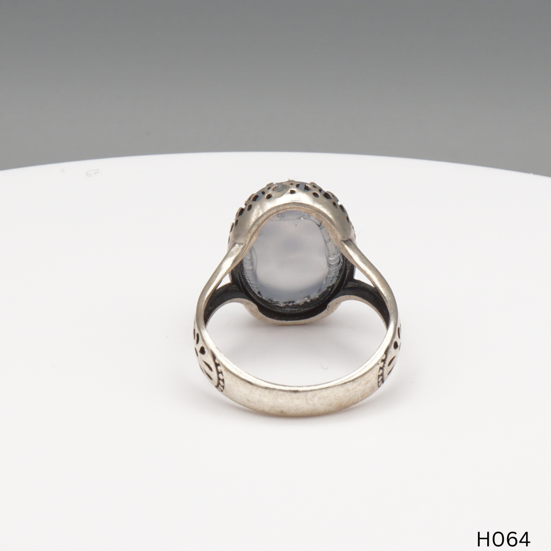 925 Silber Herrenring mit echtem Jemen Achat - Aqeeq Yamani