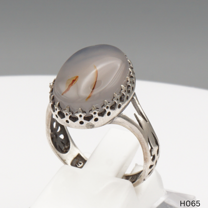 925 Silber Herrenring mit echtem Jemen Achat - Aqeeq Yamani