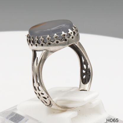 925 Silber Herrenring mit echtem Jemen Achat - Aqeeq Yamani