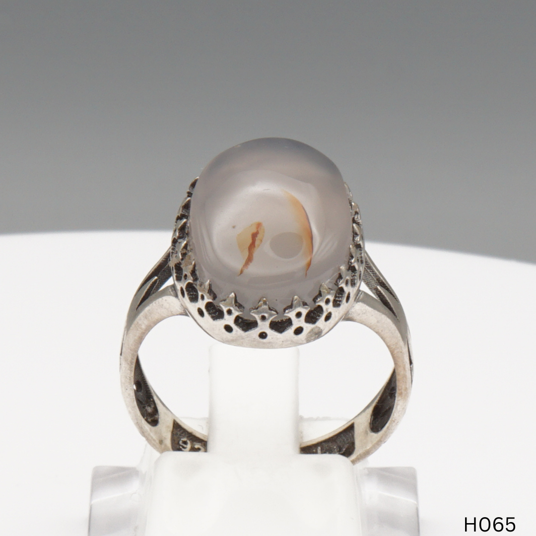 925 Silber Herrenring mit echtem Jemen Achat - Aqeeq Yamani