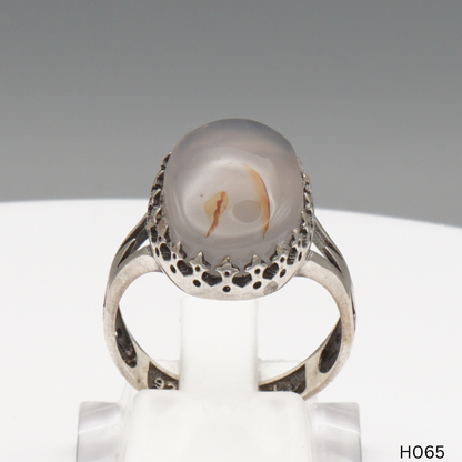 925 Silber Herrenring mit echtem Jemen Achat - Aqeeq Yamani