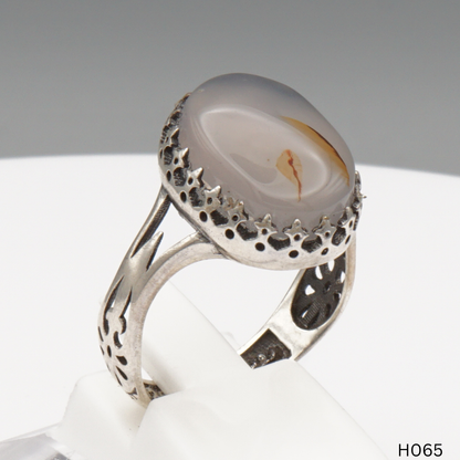 925 Silber Herrenring mit echtem Jemen Achat - Aqeeq Yamani