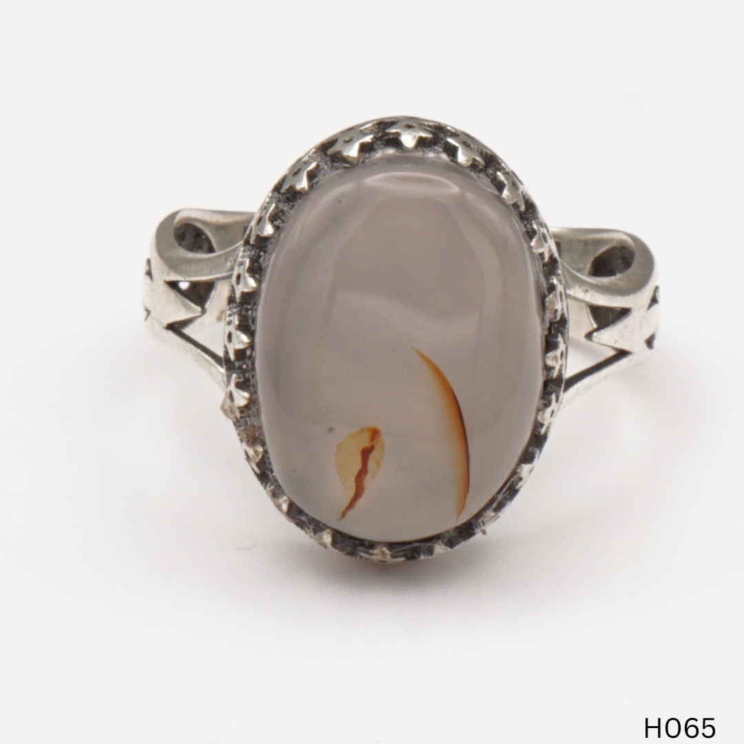 925 Silber Herrenring mit echtem Jemen Achat - Aqeeq Yamani