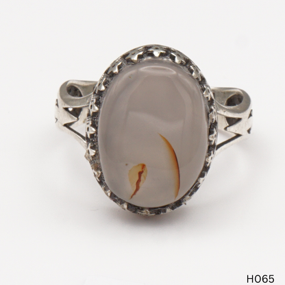 925 Silber Herrenring mit echtem Jemen Achat - Aqeeq Yamani