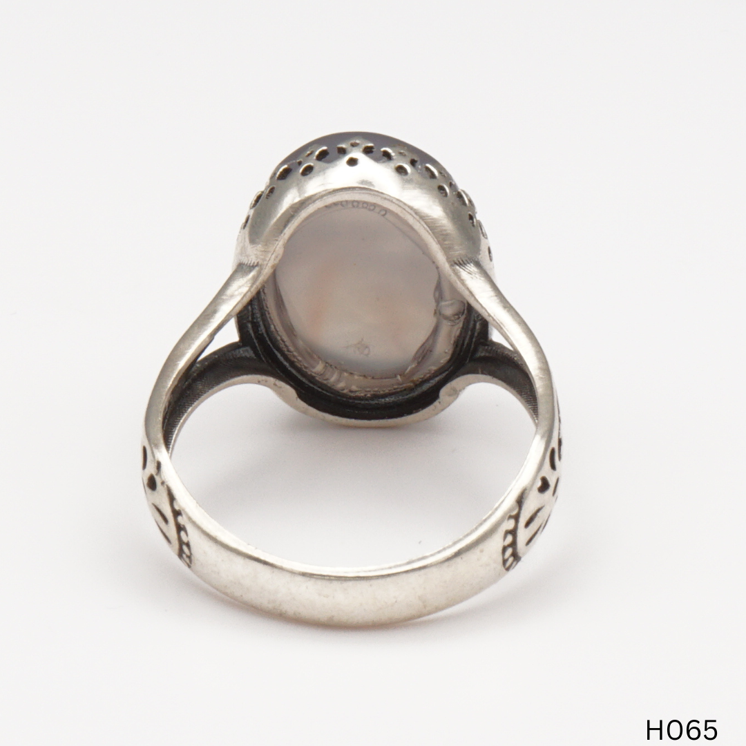 925 Silber Herrenring mit echtem Jemen Achat - Aqeeq Yamani