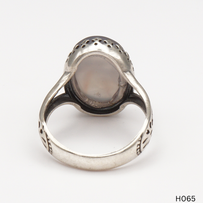 925 Silber Herrenring mit echtem Jemen Achat - Aqeeq Yamani