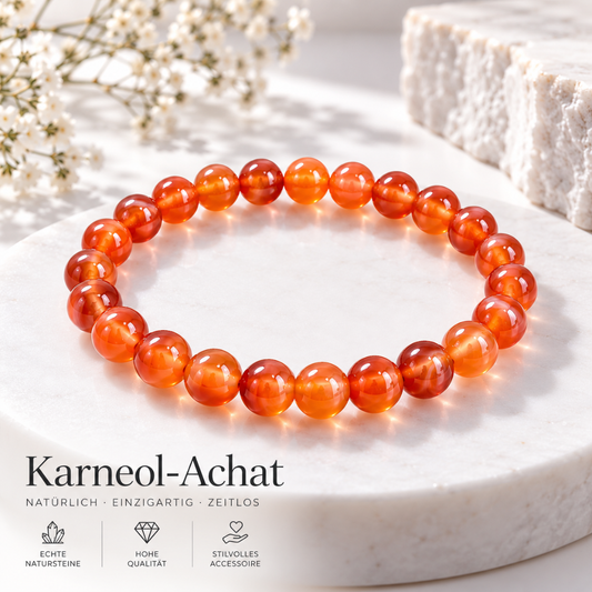 Edelsteinarmband aus echtem Karneol-Achat