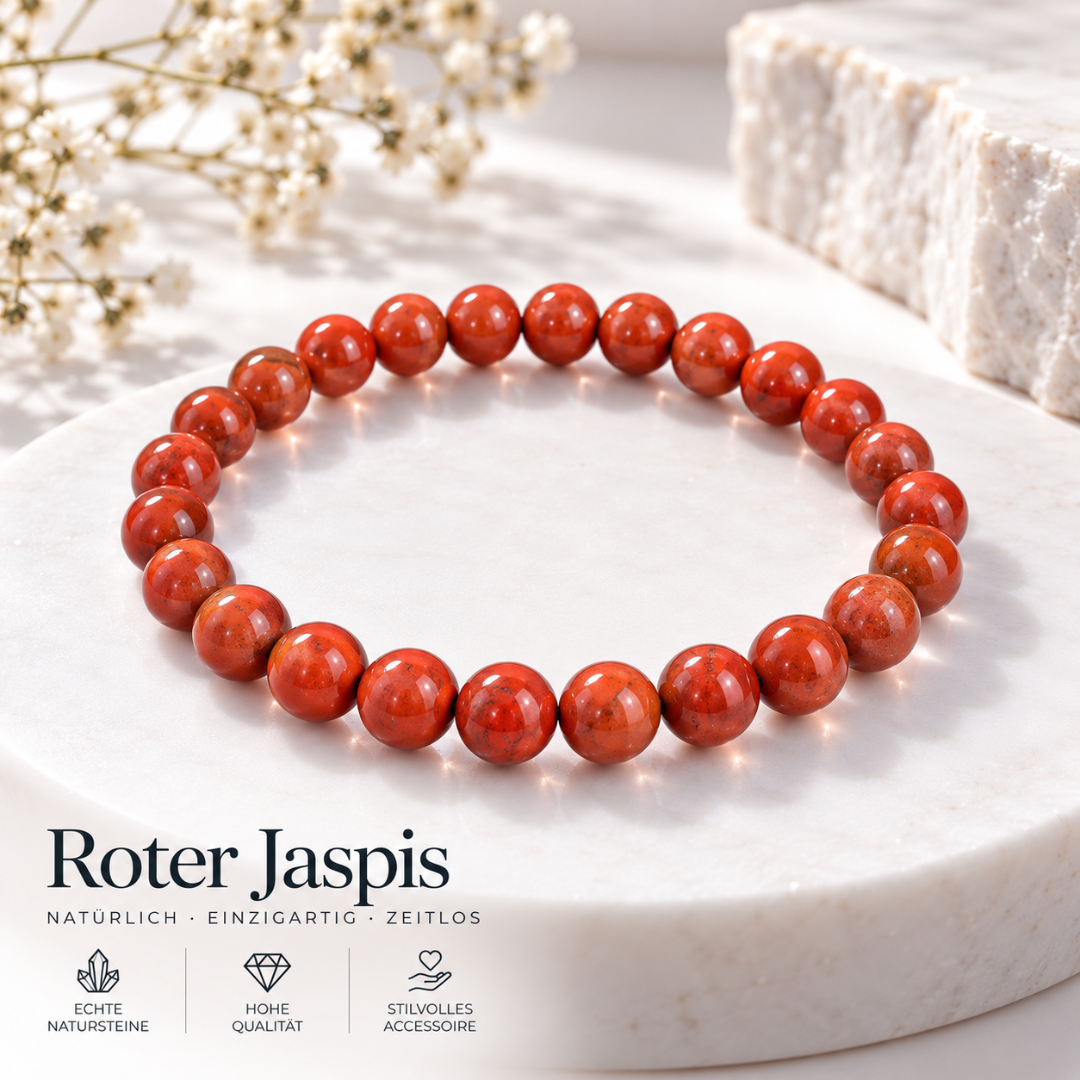 Edelsteinarmband aus echtem rotem Jaspis