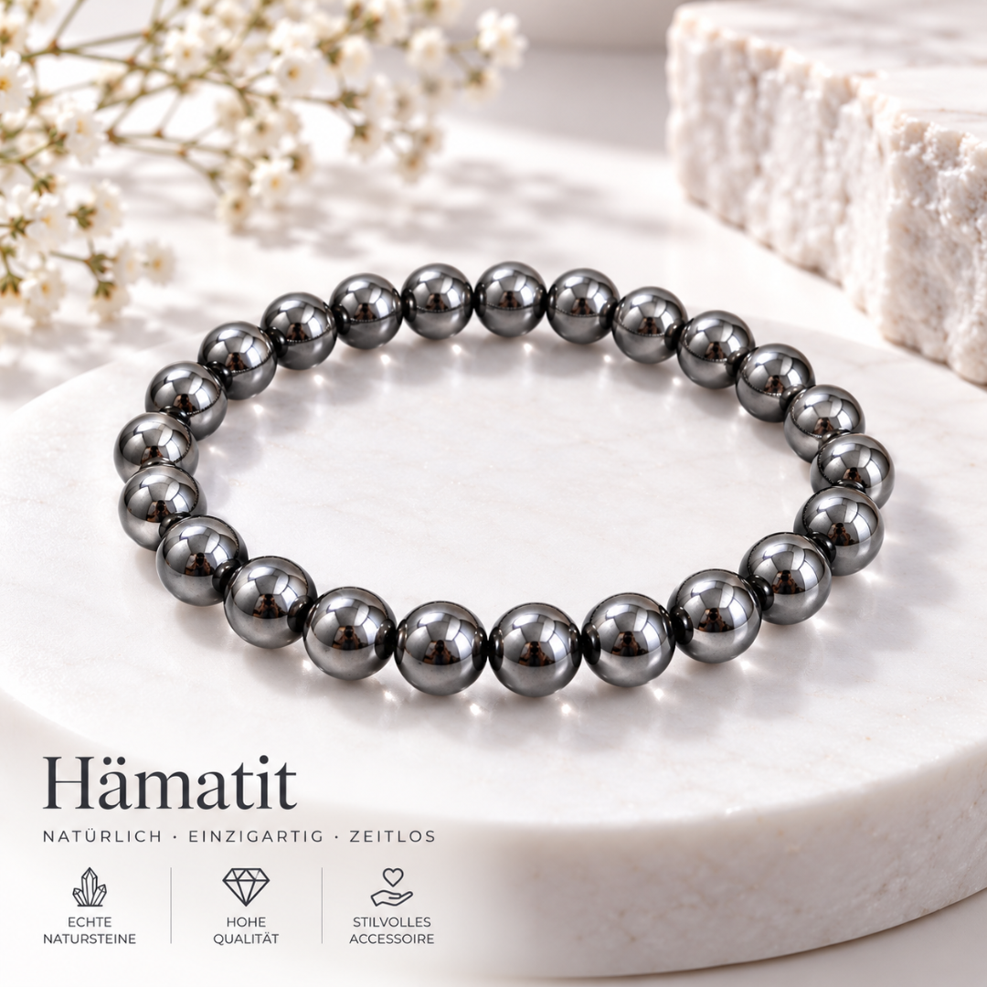 Edelsteinarmband aus echtem Hämatit