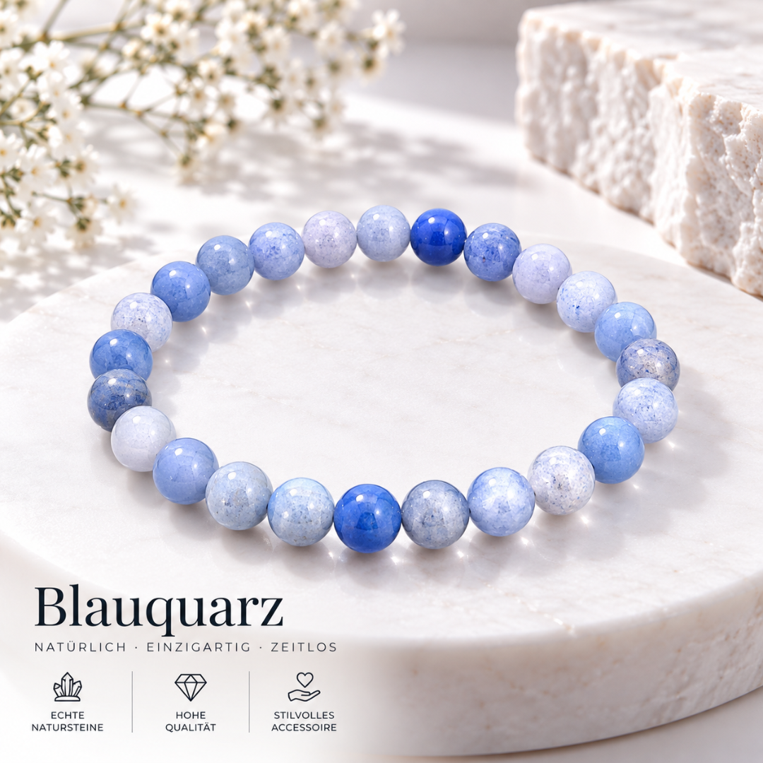 Edelsteinarmband aus echtem Blauquarz