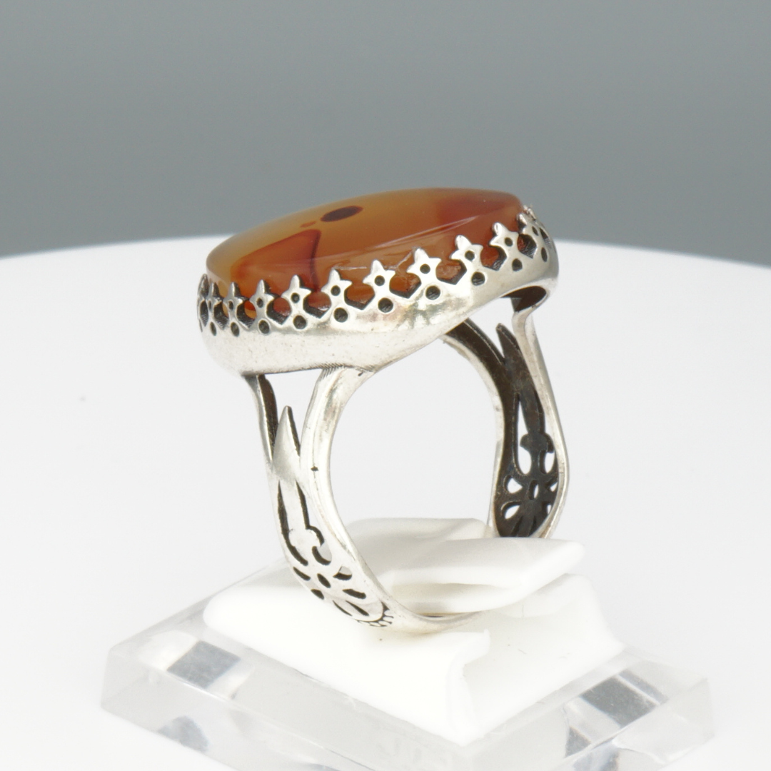 925 Silber Herrenring mit echtem Jemen Achat - Aqeeq Yamani