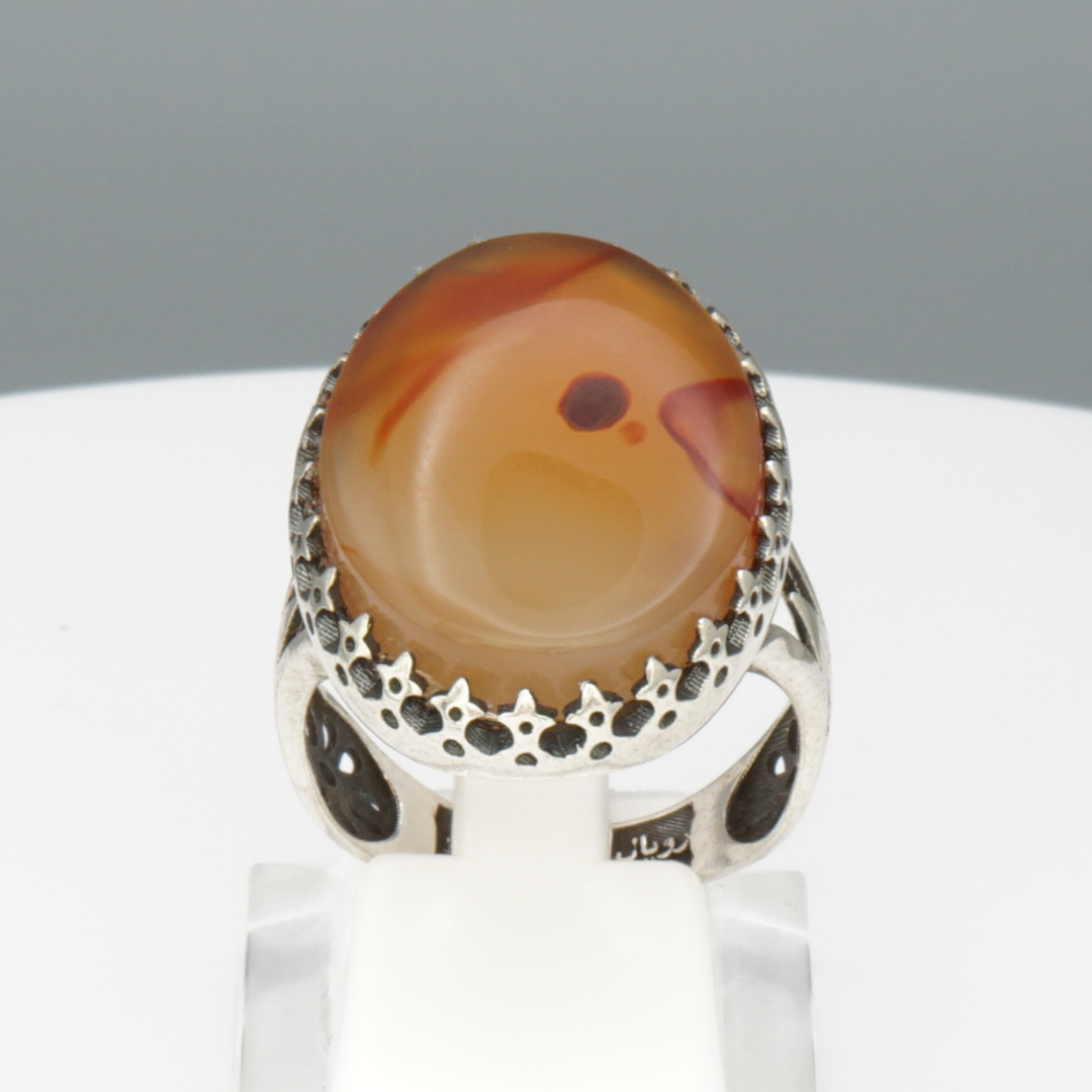 925 Silber Herrenring mit echtem Jemen Achat - Aqeeq Yamani