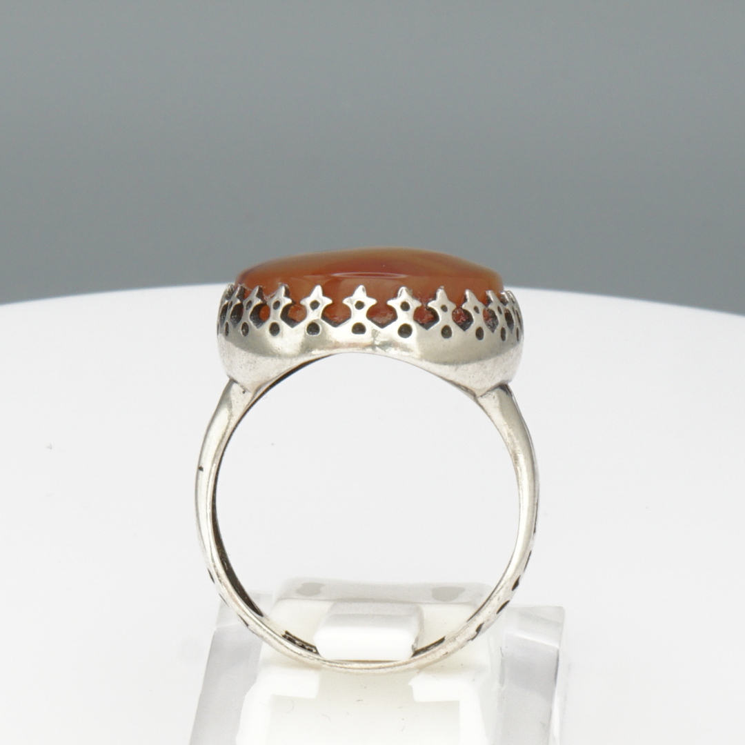 925 Silber Herrenring mit echtem Jemen Achat - Aqeeq Yamani