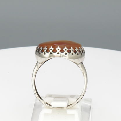 925 Silber Herrenring mit echtem Jemen Achat - Aqeeq Yamani