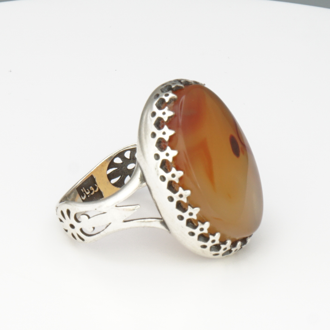 925 Silber Herrenring mit echtem Jemen Achat - Aqeeq Yamani