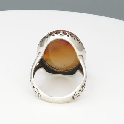 925 Silber Herrenring mit echtem Jemen Achat - Aqeeq Yamani