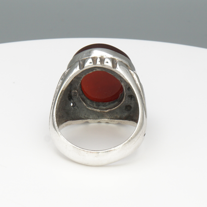 925 Silber Herrenring mit echtem Jemen Achat - Aqeeq Yamani