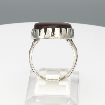 925 Silber Herrenring mit echtem Jemen Achat - Aqeeq Yamani