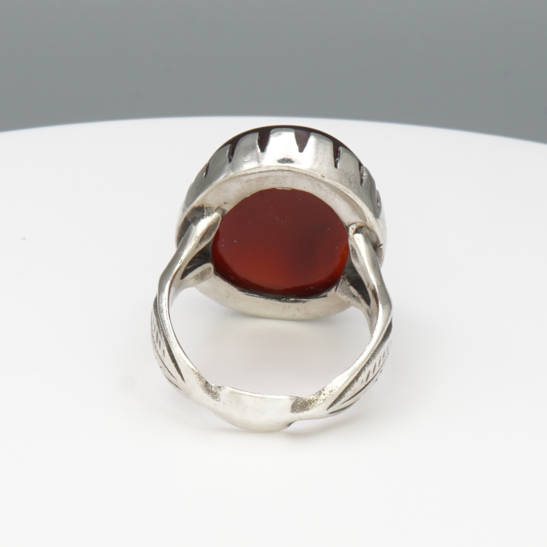925 Silber Herrenring mit echtem Jemen Achat - Aqeeq Yamani