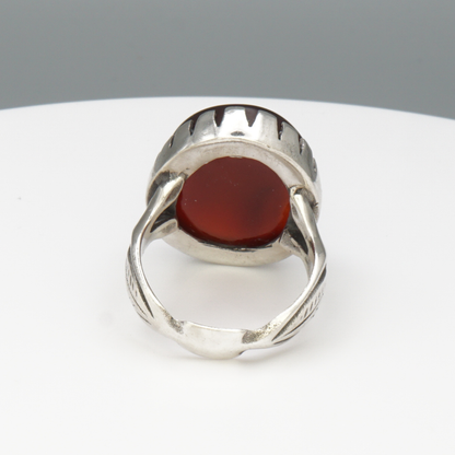 925 Silber Herrenring mit echtem Jemen Achat - Aqeeq Yamani