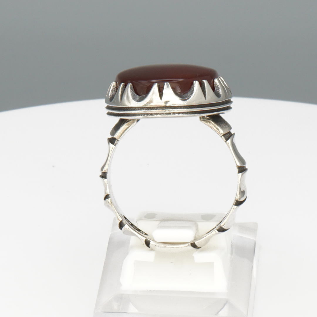 925 Silber Herrenring mit echtem Jemen Achat - Aqeeq Yamani