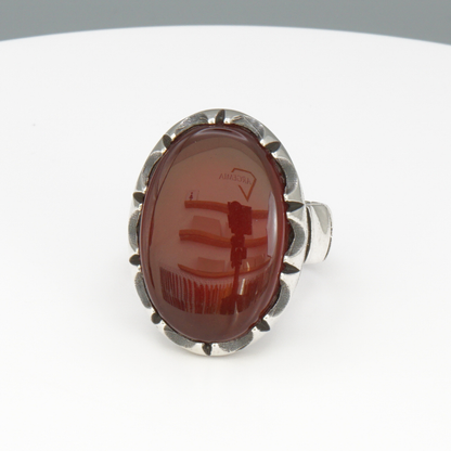 925 Silber Herrenring mit echtem Jemen Achat - Aqeeq Yamani