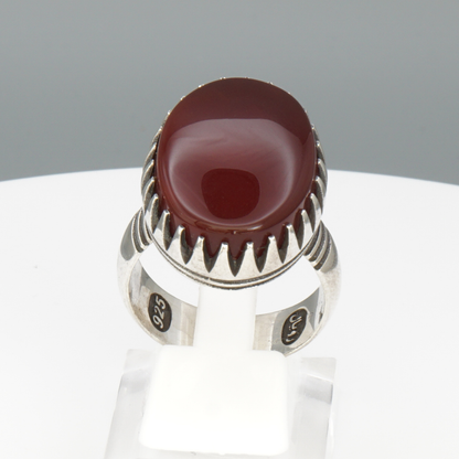 925 Silber Herrenring mit echtem Jemen Achat - Aqeeq Yamani
