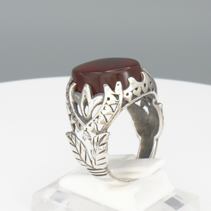 925 Silber Herrenring mit echtem Jemen Achat - Aqeeq Yamani