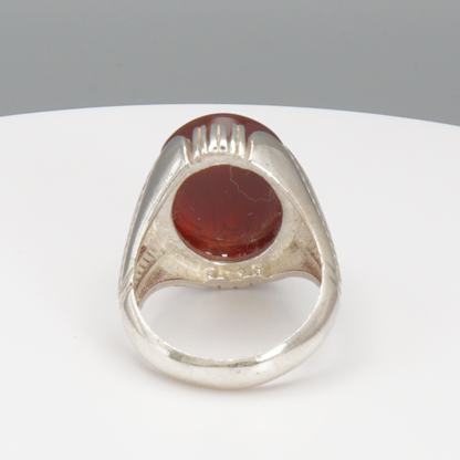 925 Silber Herrenring mit echtem Jemen Achat - Aqeeq Yamani