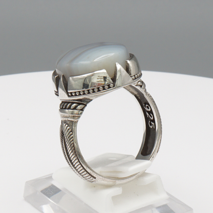 925 Silber Herrenring mit echtem Jemen Achat - Aqeeq Yamani