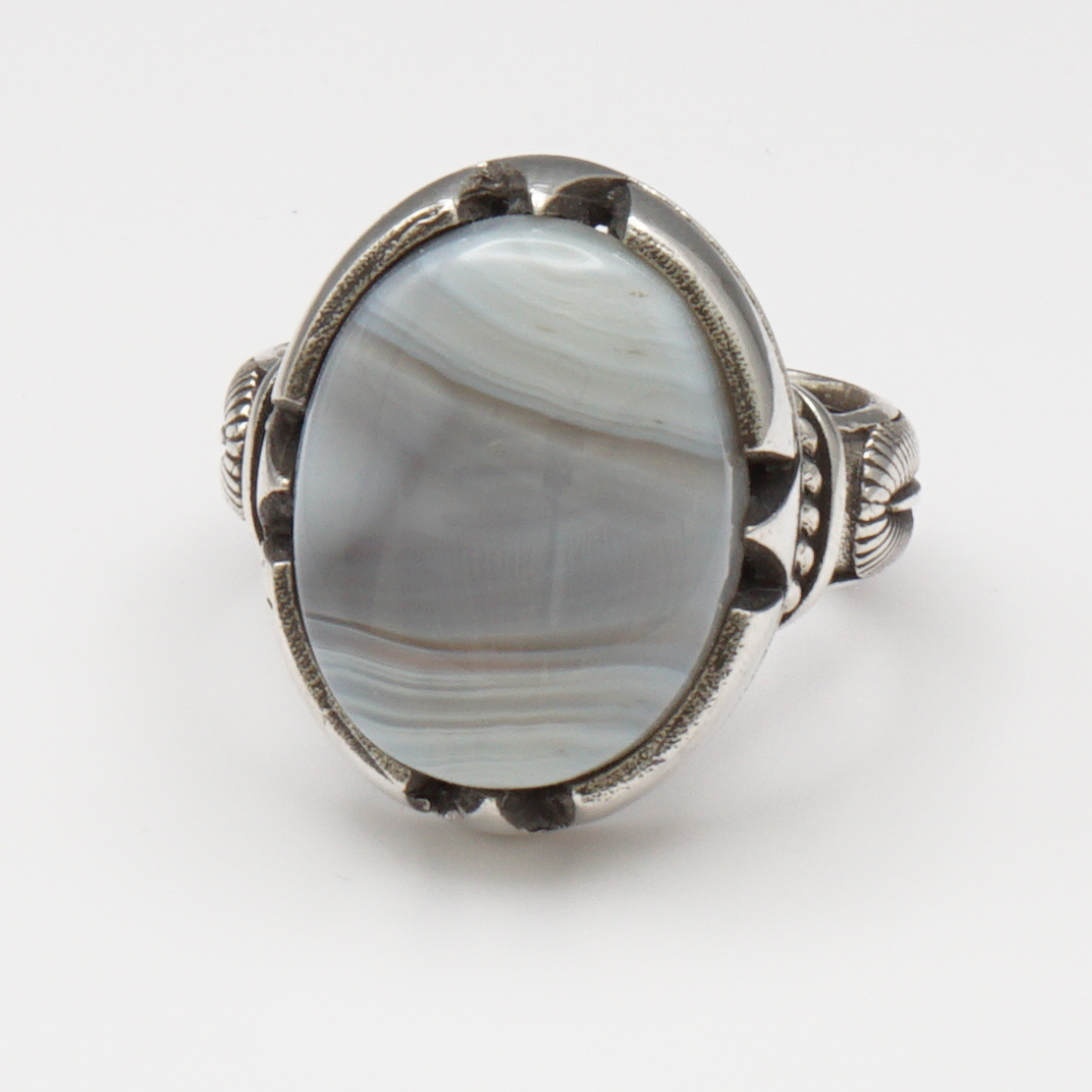 925 Silber Herrenring mit echtem Jemen Achat - Aqeeq Yamani