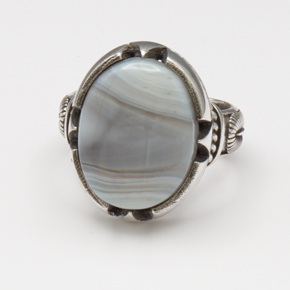 925 Silber Herrenring mit echtem Jemen Achat - Aqeeq Yamani