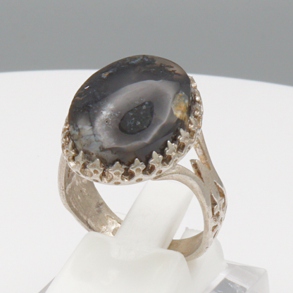 925 Silber Herrenring mit echtem Jemen Achat - Aqeeq Yamani