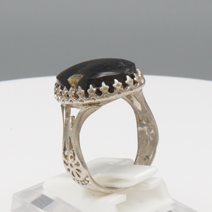 925 Silber Herrenring mit echtem Jemen Achat - Aqeeq Yamani