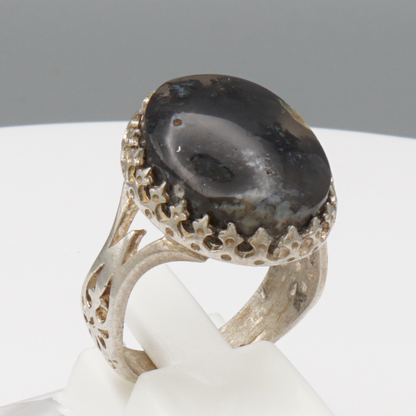925 Silber Herrenring mit echtem Jemen Achat - Aqeeq Yamani