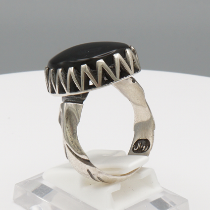 925 Silber Herrenring mit Jemen Achat - Aqeeq Yamani Handarbeit