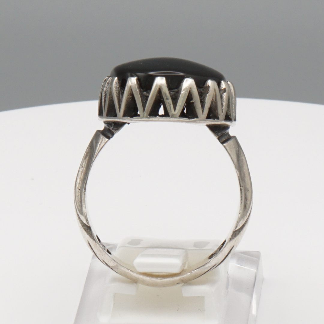 925 Silber Herrenring mit Jemen Achat - Aqeeq Yamani Handarbeit