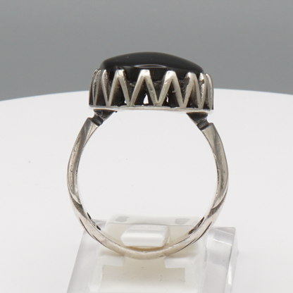 925 Silber Herrenring mit Jemen Achat - Aqeeq Yamani Handarbeit