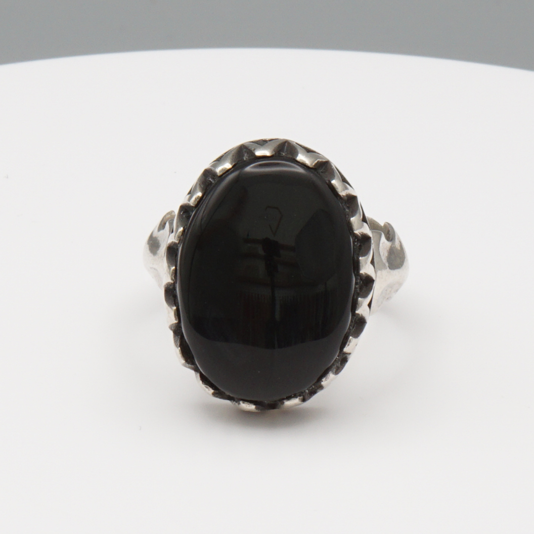 925 Silber Herrenring mit Jemen Achat - Aqeeq Yamani Handarbeit