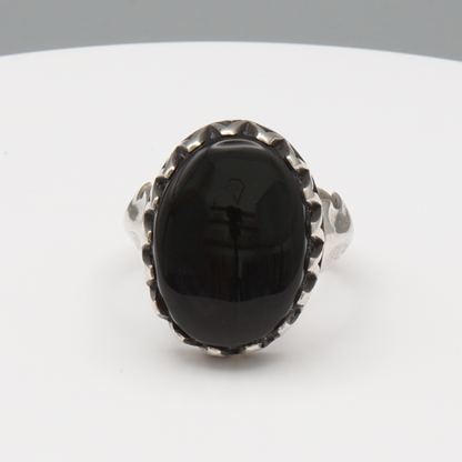 925 Silber Herrenring mit Jemen Achat - Aqeeq Yamani Handarbeit